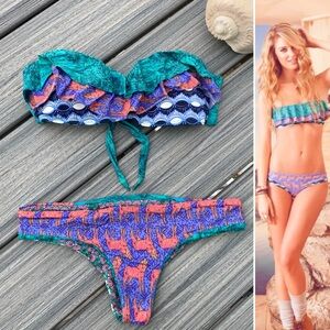 MAAJI Wolves Set - Woodland Rivers Strapless Ruffle Bikini Top & Bottom - M/S